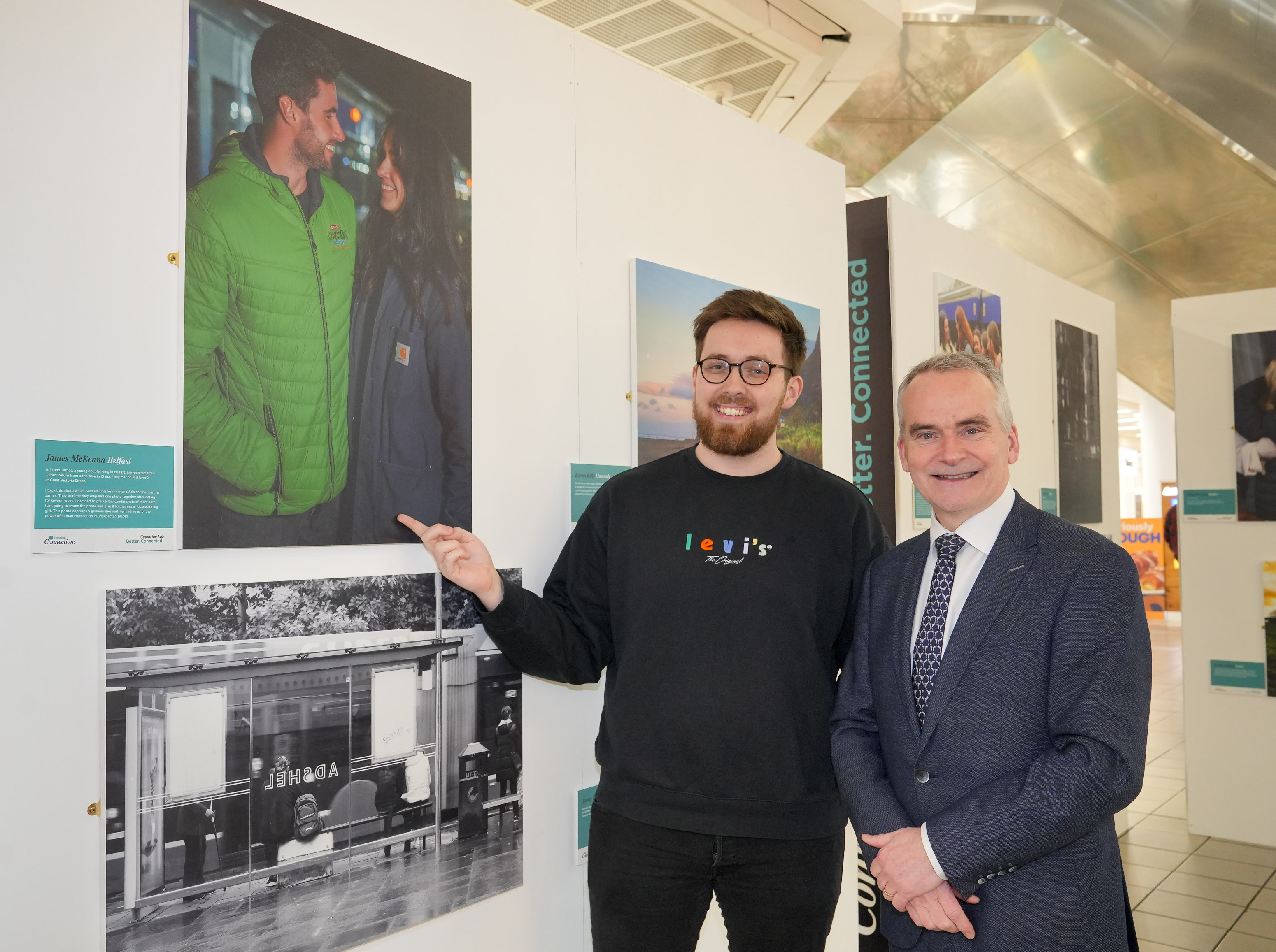 Translink CEO Chris Conway with the winner of the Connections photo exhibition