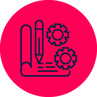 Icon of document with pencil and cogs