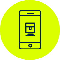 Icon of mobile phone with app opening